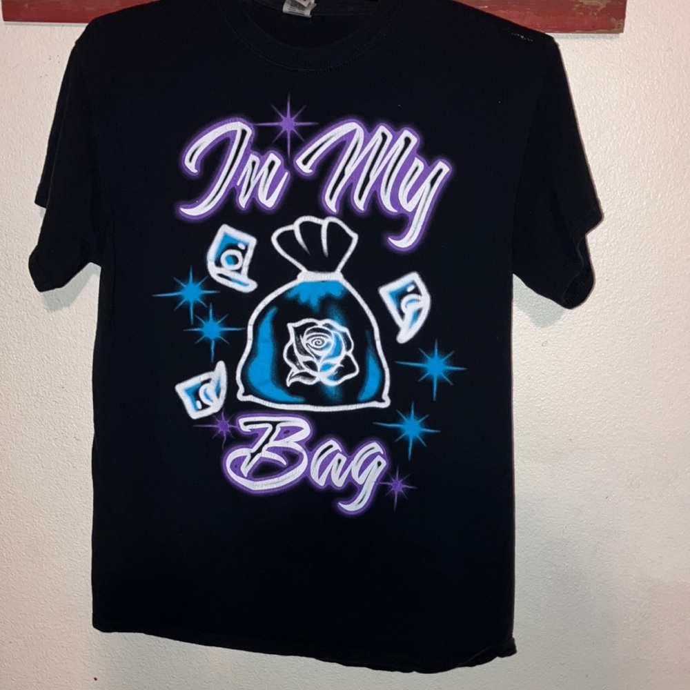 In My Bag Graphic Gildan Black Tee with Purple Accents